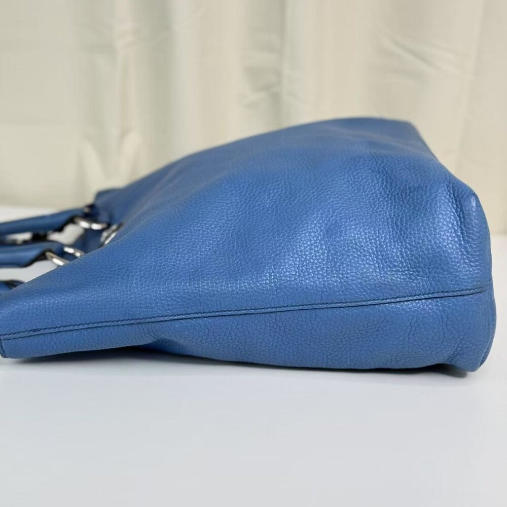 Prada Blue Leathe Convertible Shopper Tote - Picture 3 of 11